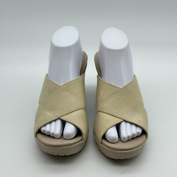 Crocs Leigh II Cris-Cross Strap Wedge Women's Size 10 Beige Comfort Sandals - Picture 7 of 12